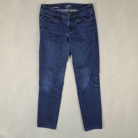 Ann‎ Taylor LOFT Super Skinny Women's Jeans Size 25/0 Blue (27x25.5) Low Rise - Picture 1 of 10